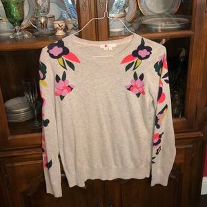 Boden grey pullover with floral details